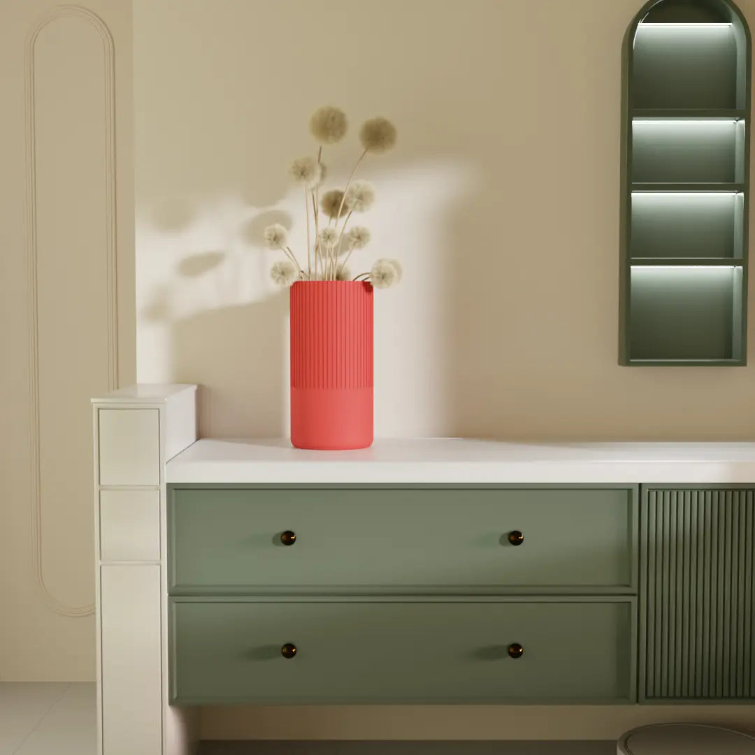 Ravel Ribbed Vase Red — Modern Vase Online India | Styra
