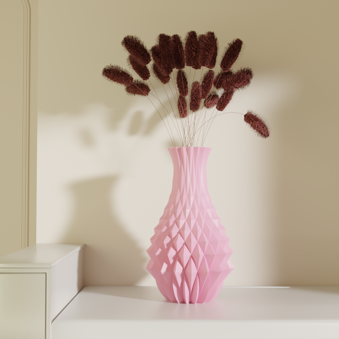 Rev prism geometric vase pink — modern decorative vase India | Styra