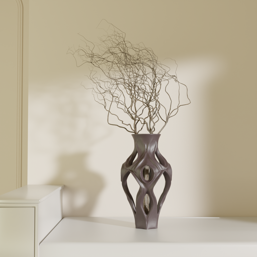 Rohira curved vase brown — modern decorative vase India | Styra