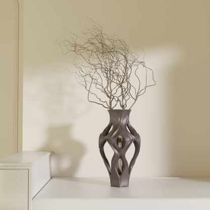 Rohira curved vase brown — modern decorative vase India | Styra