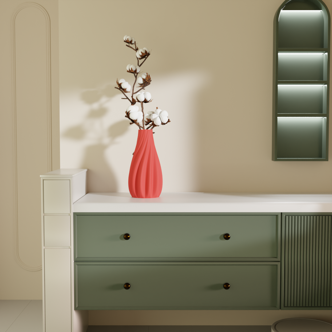 Roohani teardrop vase red side view — modern vase online India | Styra