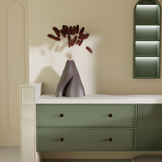 Samya Draped Vase Thunder — Modern Vase Online India | Styra