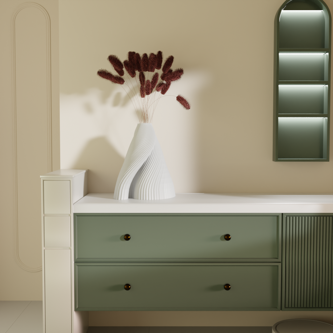 Samya Asymmetrical Vase White — Modern Vase Online India | Styra