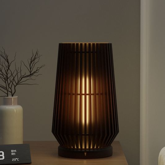 Slatted lamp shadow pattern — modern table lamp online India | Styra