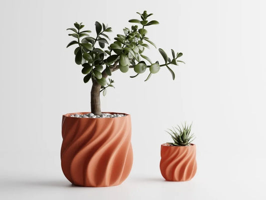 Smooth Ribs Curved Planter Pot — minimalist ribbed plant pot India | Styra