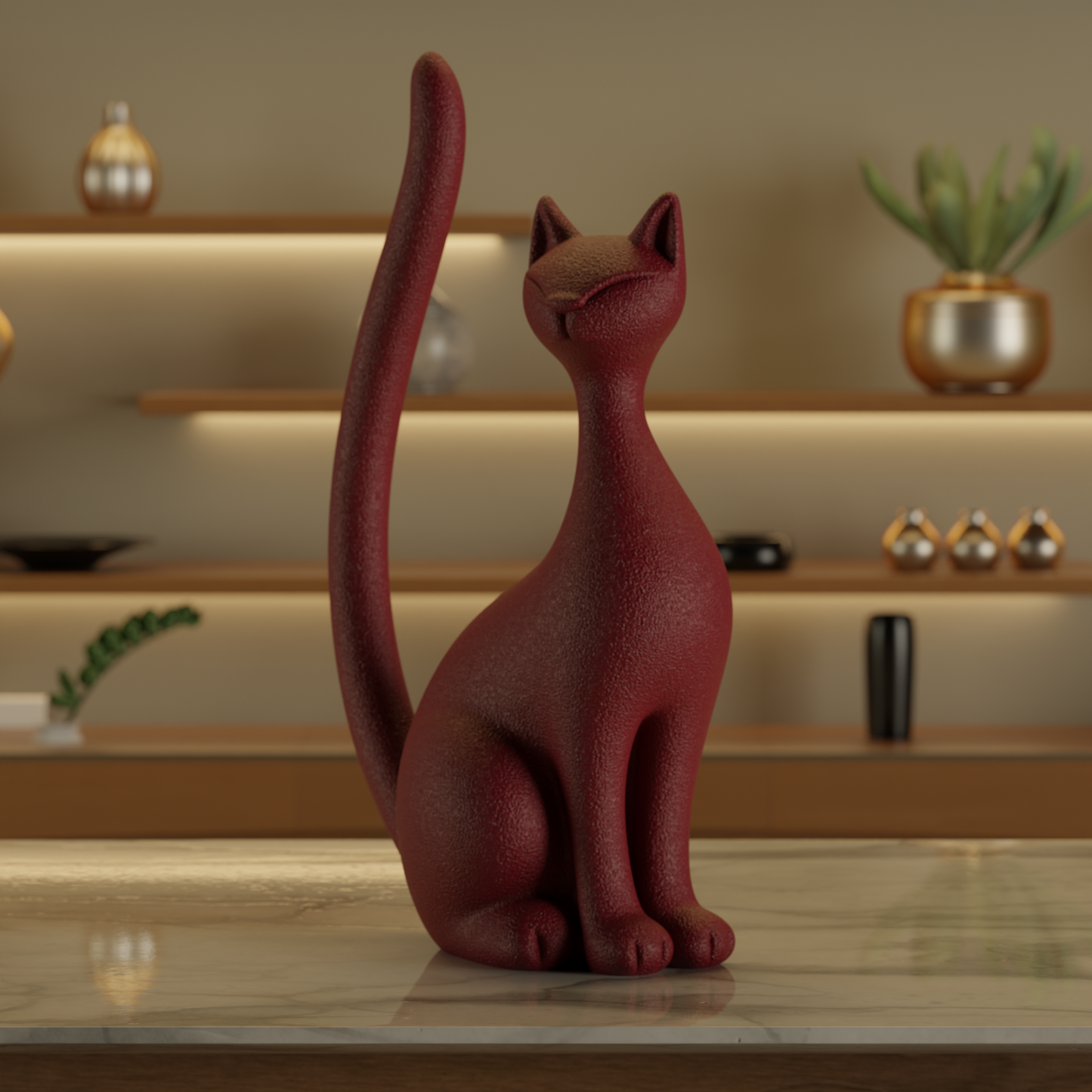 Sphynx Cat Maroon — designer decor sculpture India | Styra