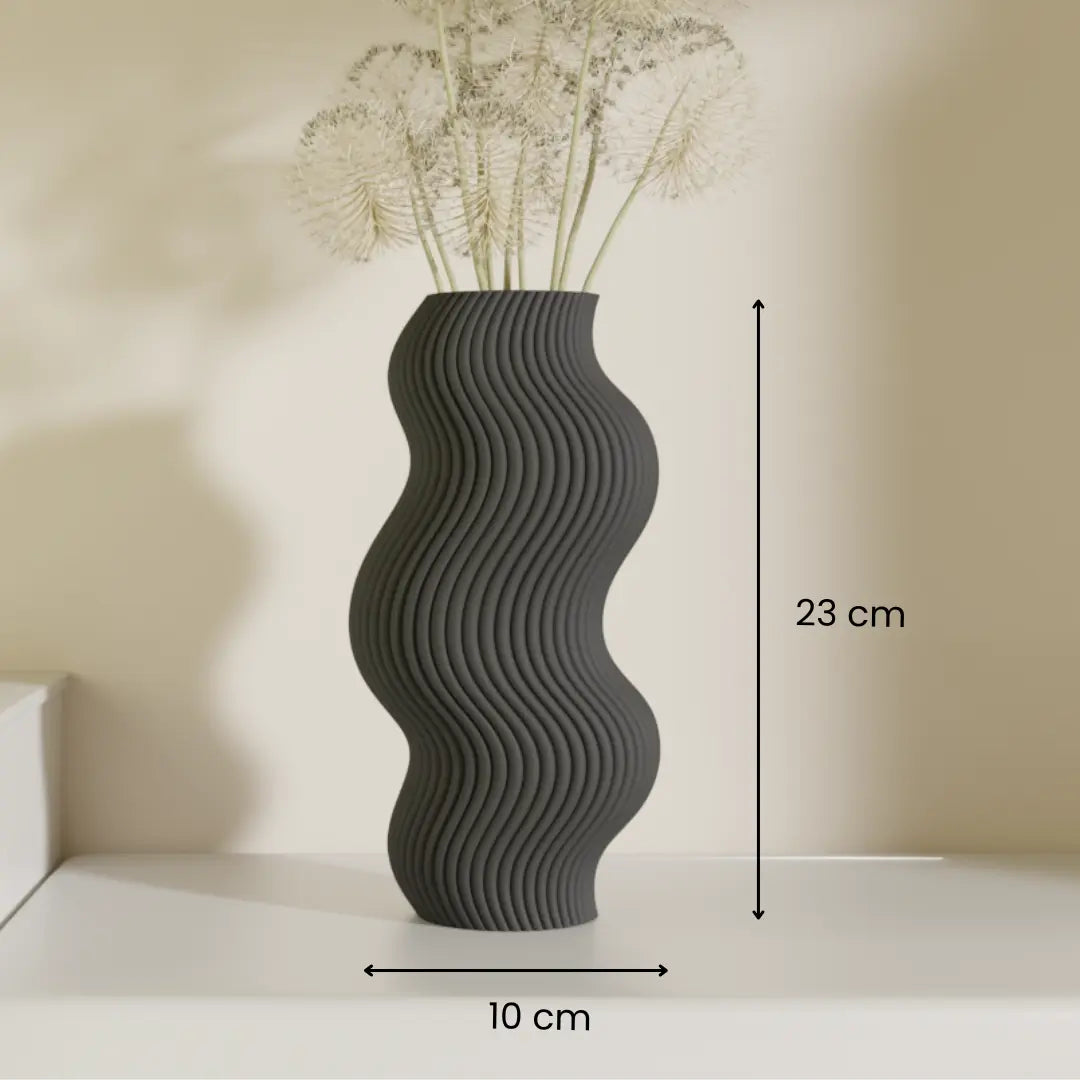 Tarang wavy vase size reference — tall decorative vase India | Styra