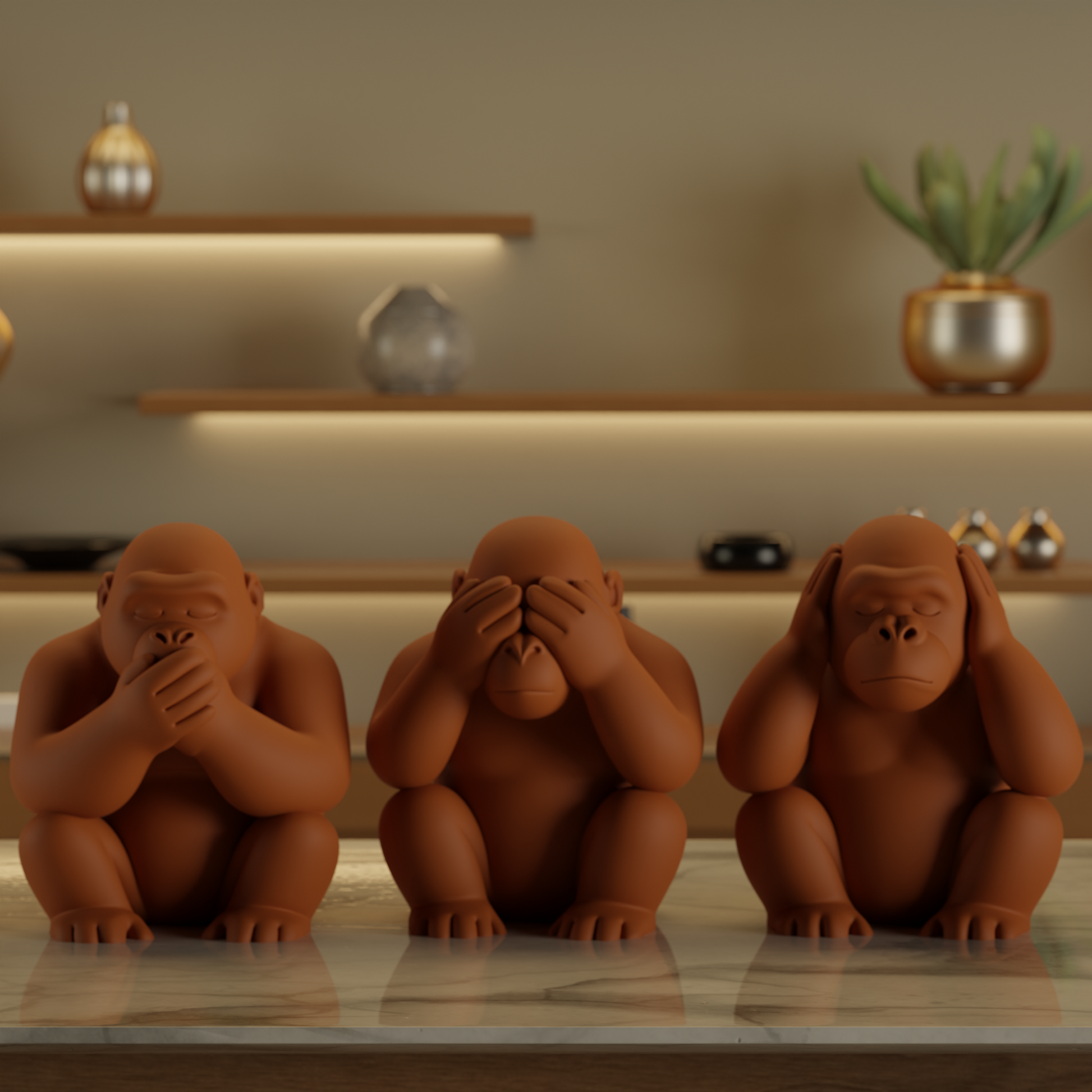 Three Wise Monkeys — designer decor sculpture India | Styra