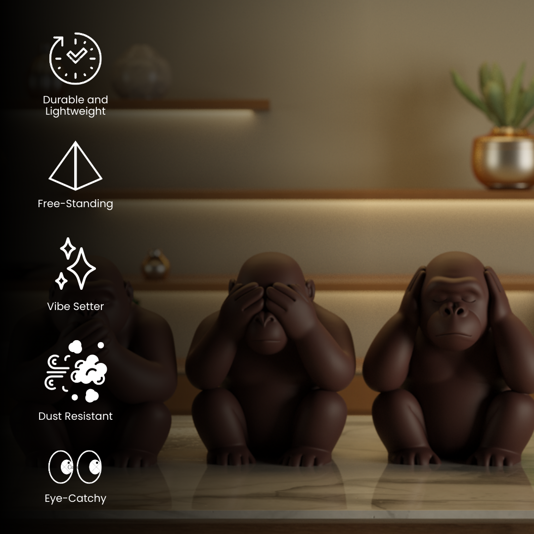 Three Wise Monkeys — handcrafted decor sculpture India | Styra