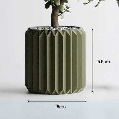 Triangle ribbed planter side view — designer pot India | Styra