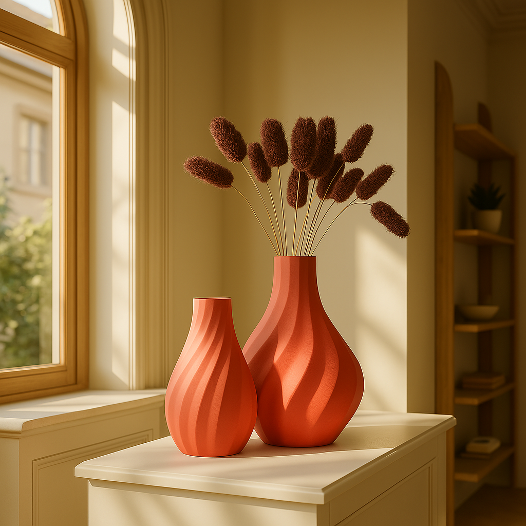 Twin Flame vase combo lifestyle — modern vase pair for living room India | Styra