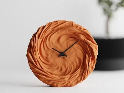 Twisted Cloth Pattern clock orange — fabric texture desk clock India | Styra