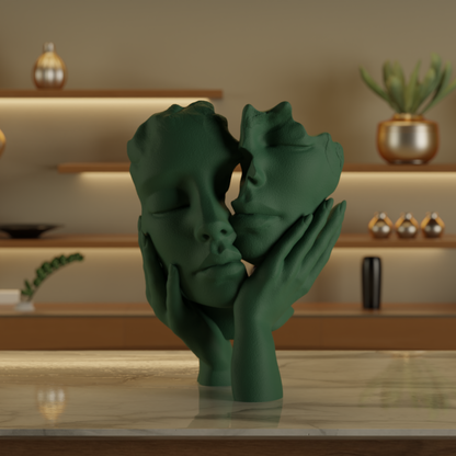 Two Face One Hand Love Dark Green — contemporary decor sculpture India | Styra