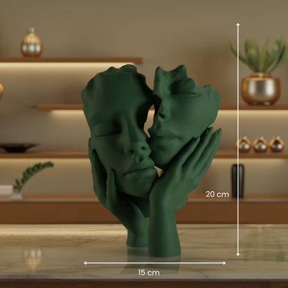 Two Face One Hand Love, size reference — artisan decor sculpture India | Styra