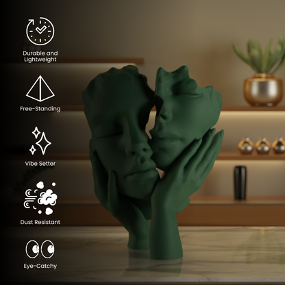 Two Face One Hand Love Dark Green — designer decor sculpture India | Styra
