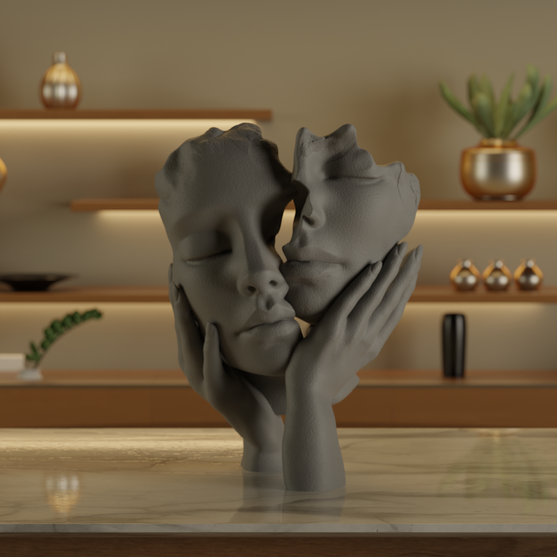 Two Face One Hand Love Grey — minimalist decor sculpture India | Styra