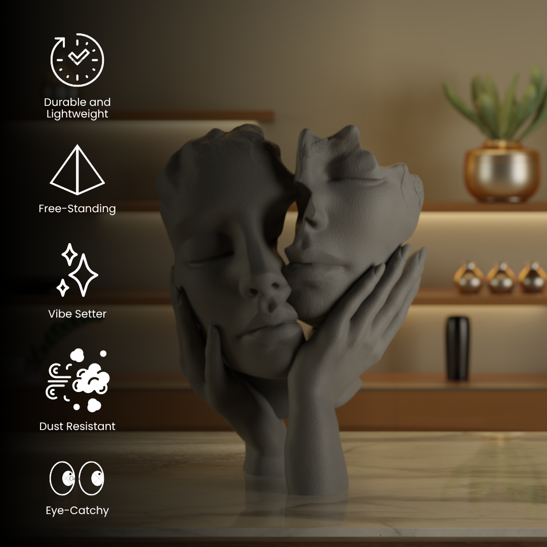 Two Face One Hand Love Grey — sculptural decor sculpture India | Styra