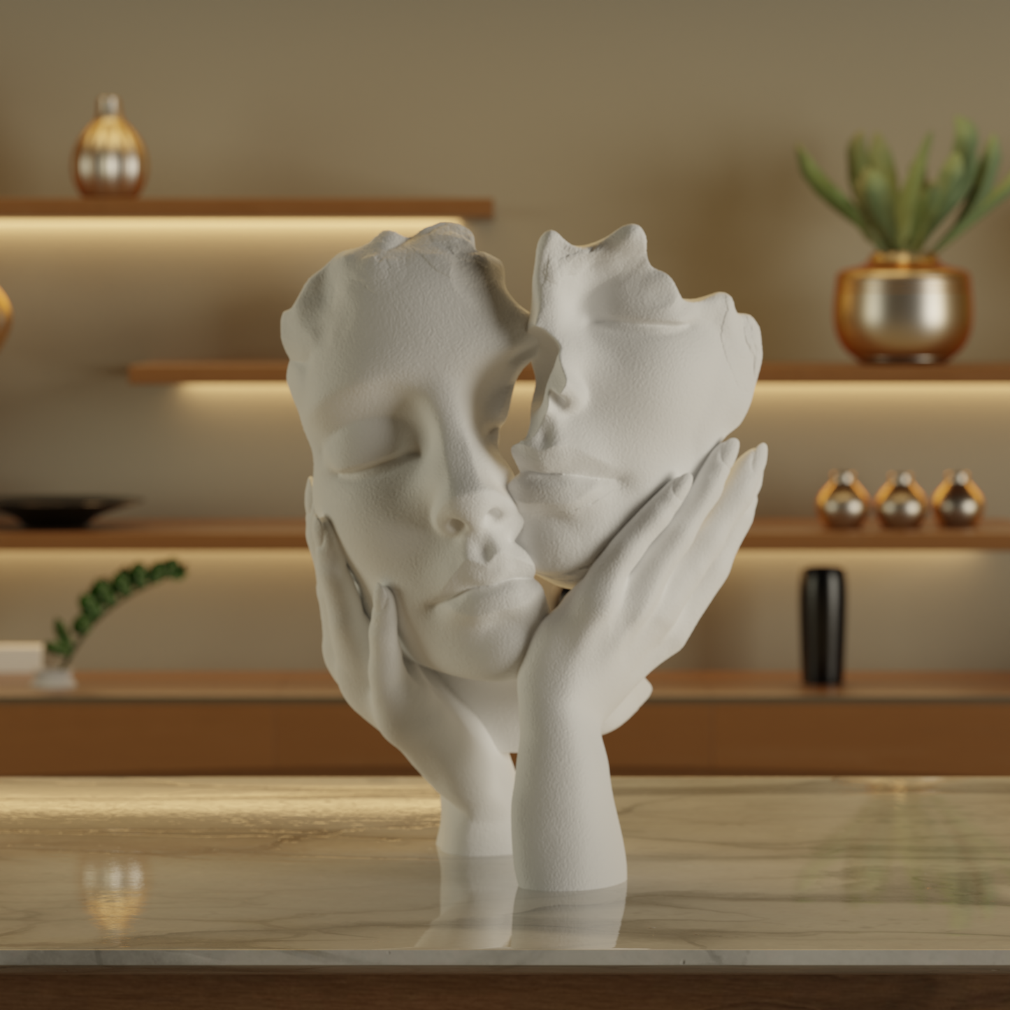 Two Face One Hand Love White — modern decor sculpture India | Styra