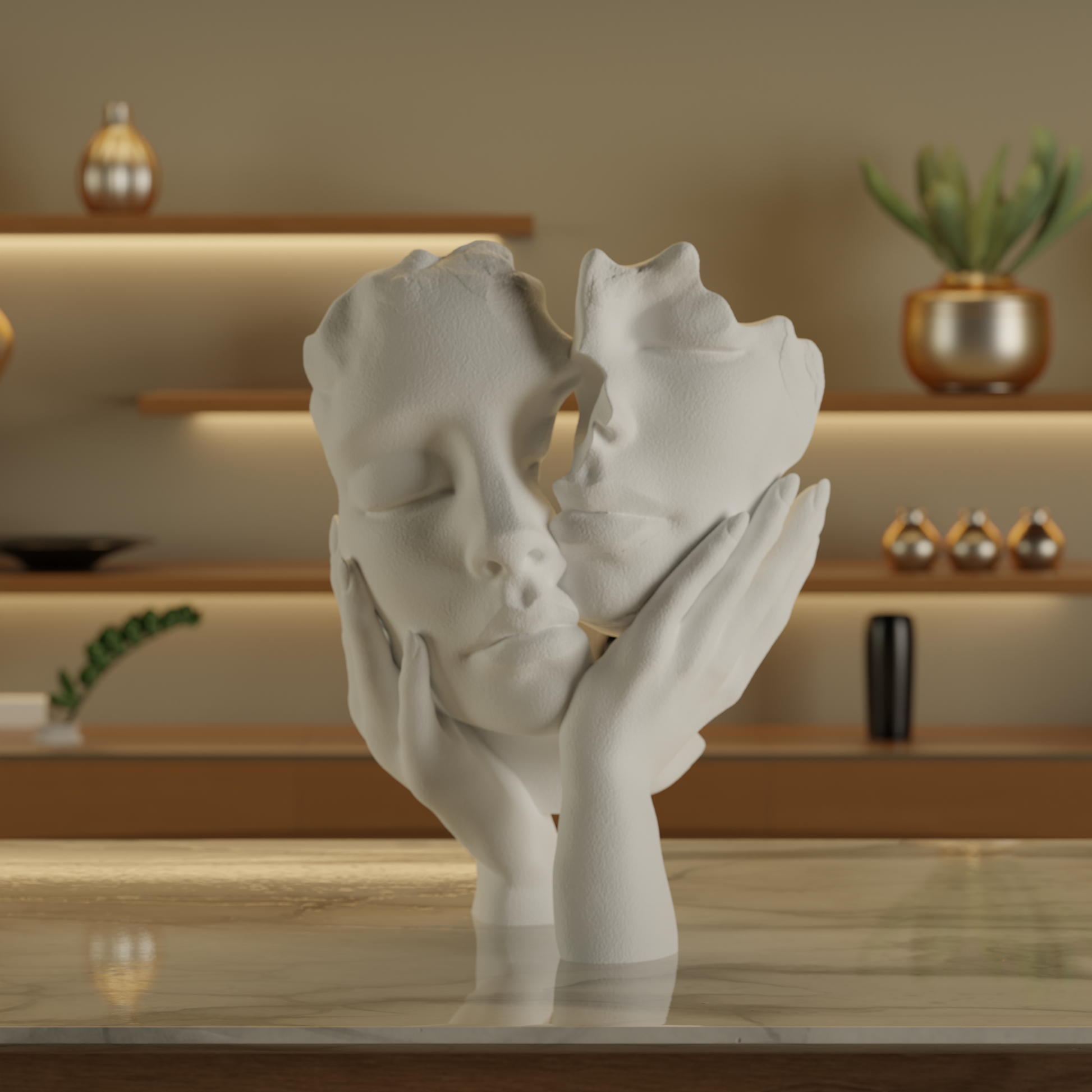 Two Face One Hand Love White — modern decor sculpture India | Styra
