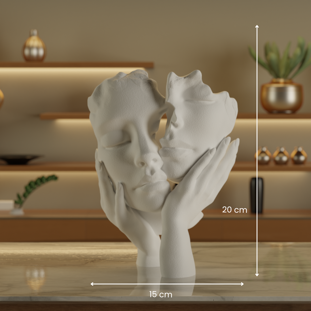 Two Face One Hand Love White — handcrafted decor sculpture India | Styra