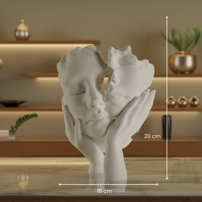 Two Face One Hand Love White — handcrafted decor sculpture India | Styra
