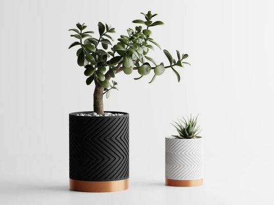 Two-Toned ZigZag Pot — geometric pattern planter India | Styra