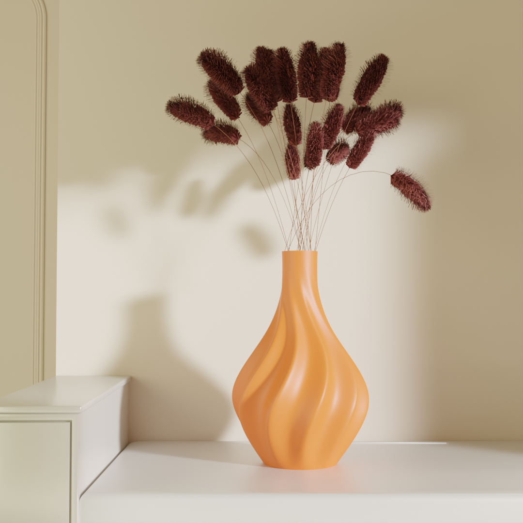 Valay swirling vase orange close-up — unique vase online India | Styra