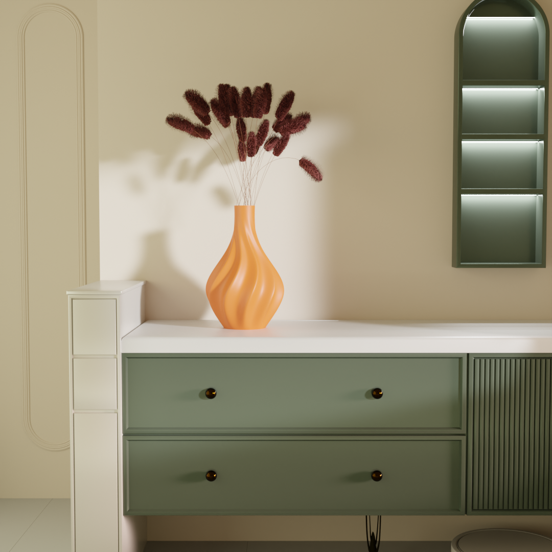 Valay vase orange long shot — modern home decor vase India | Styra