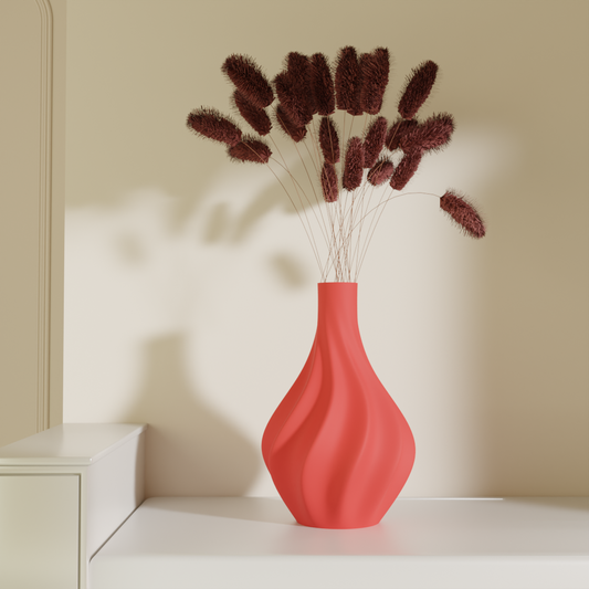 Valay swirling vase sunset orange — modern decorative vase India | Styra